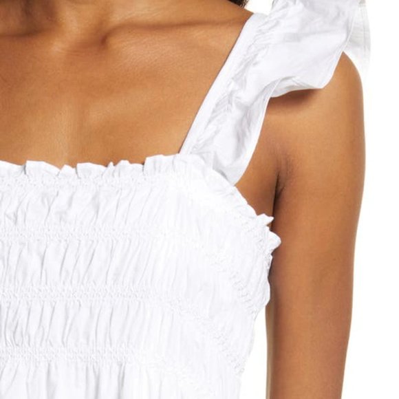 FRENCH CONNECTION Isla Organic Cotton Midi Dress In Linen White - Picture 7 of 7